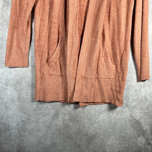 Barefoot Dreams CozyChic Lite Cardigan Sweater Womens Medium Amberglow Hooded - Picture 3 of 10